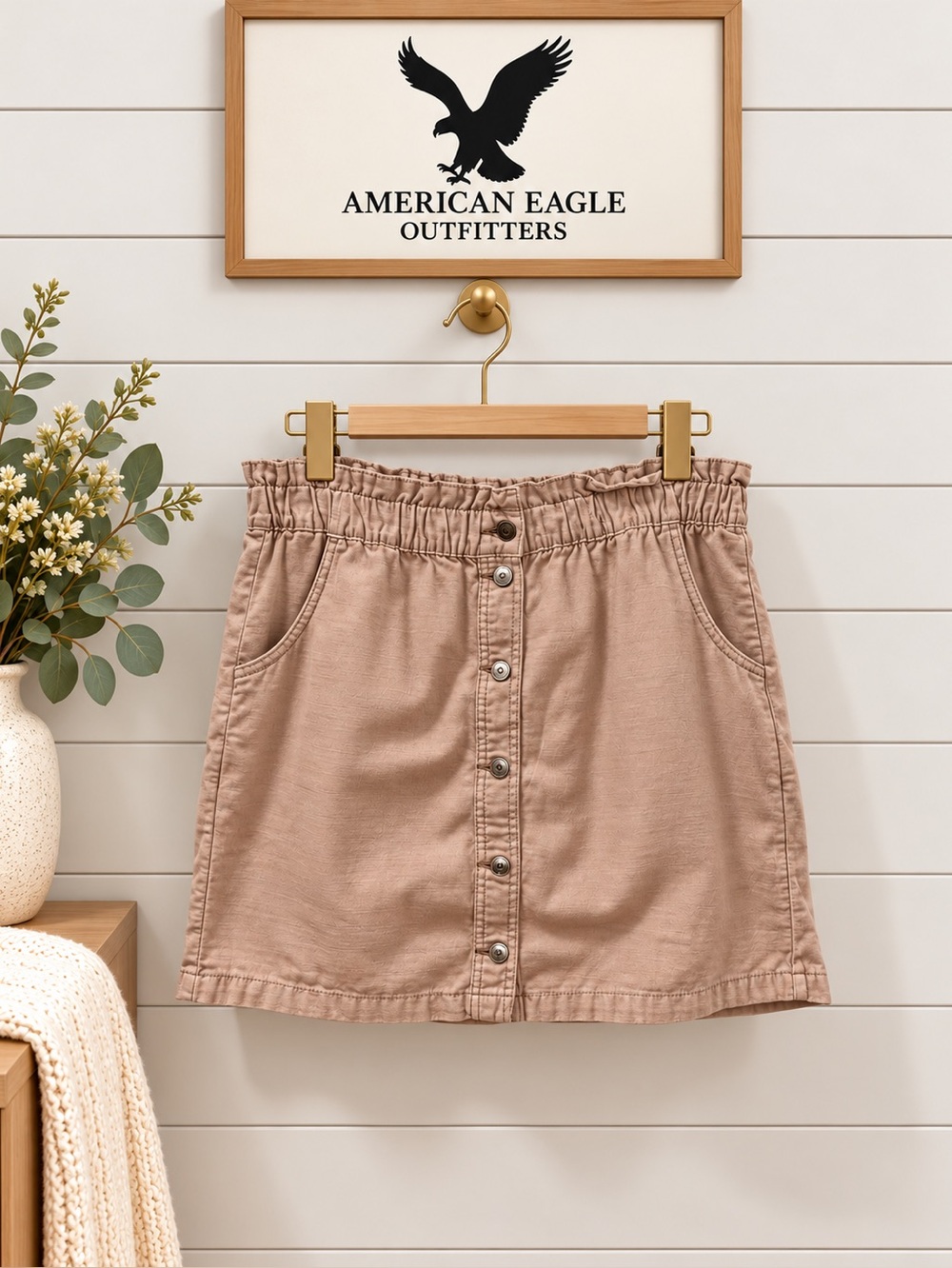 American Eagle Button-Front Skirt – Dusty Pink – Size 18 Tall